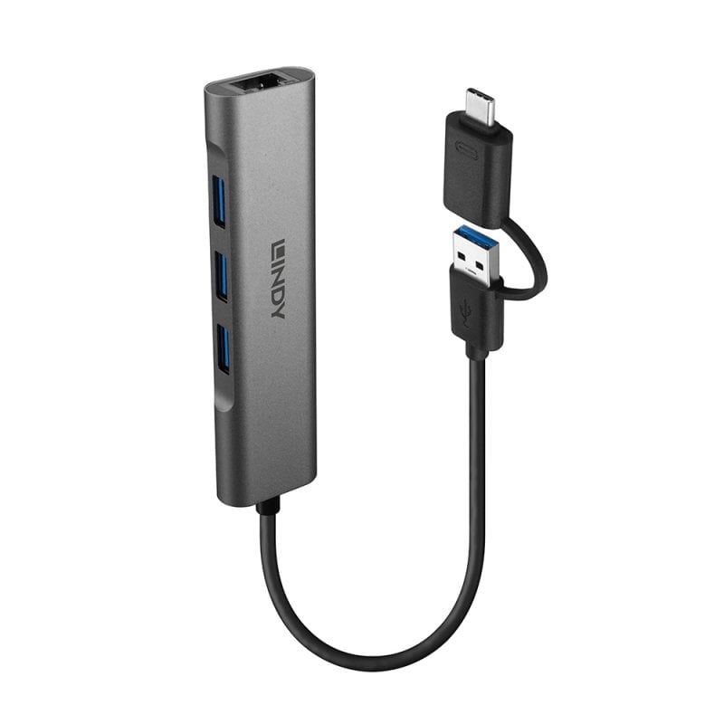 Lindy USB 3.2 Gen 1 Hub & Gigabit Ethernet Converter | 43379 USB Hub & Docking Station Lindy