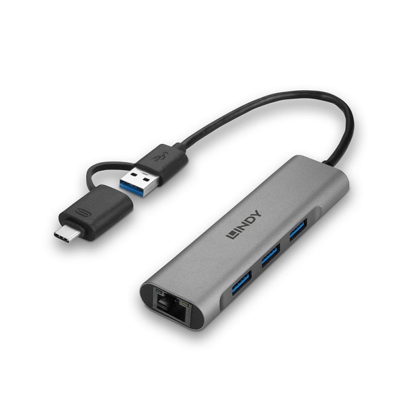 Lindy USB 3.2 Gen 1 Hub & Gigabit Ethernet Converter | 43379 USB Hub & Docking Station Lindy