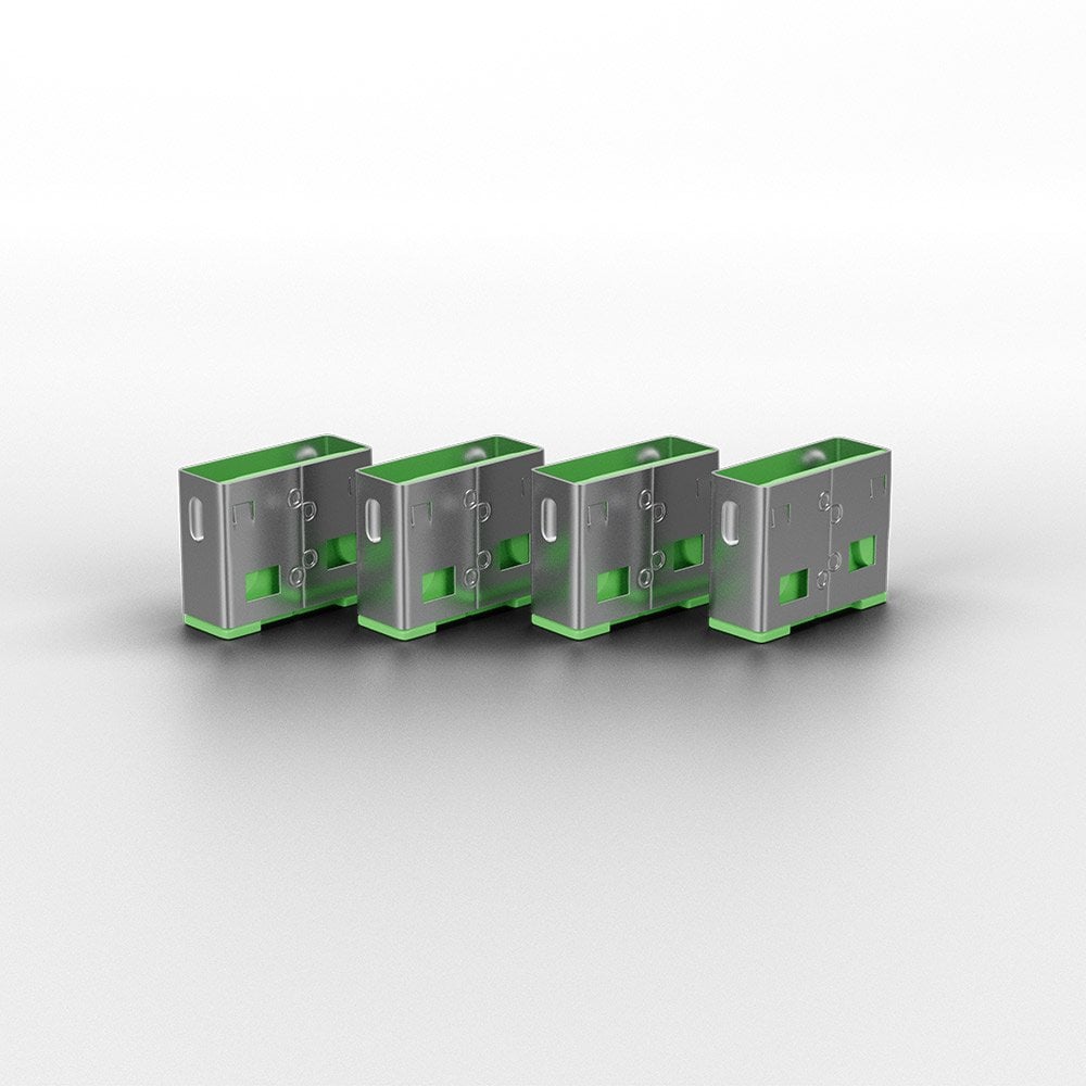 Lindy USB-A Port Blocker Kit, Green (1x Key, 4x Locks) | 40451 Port Blocker Lindy