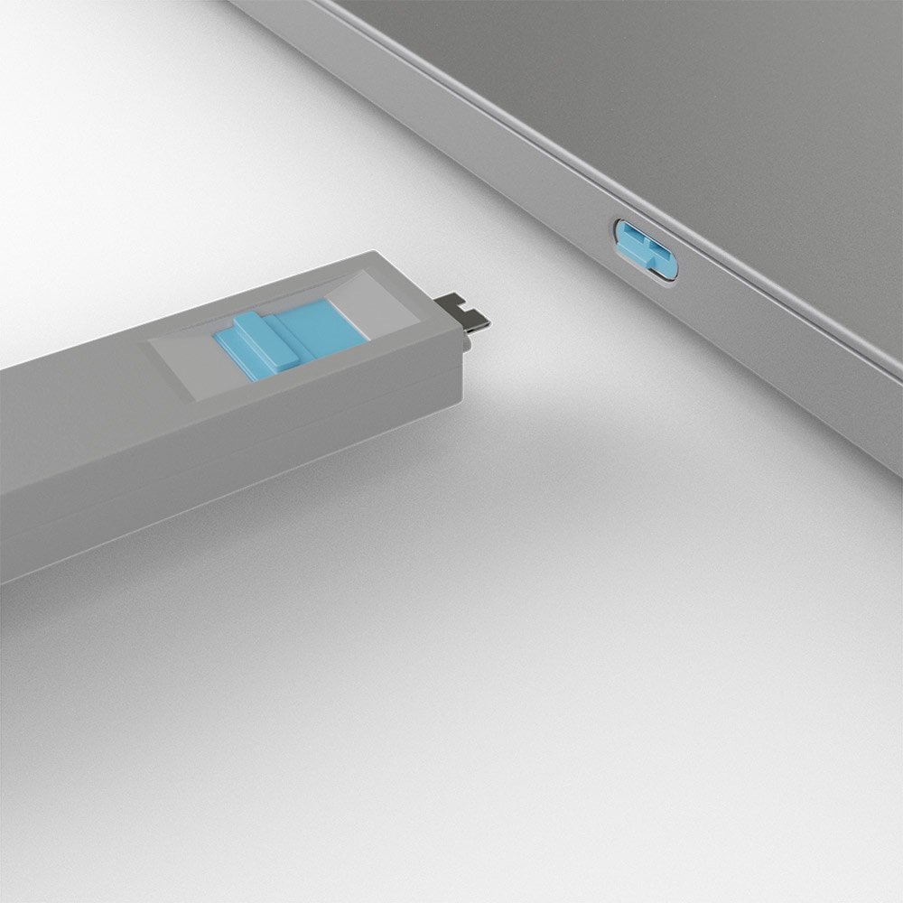 Lindy USB-C Port Blocker Kit, Blue (1x Key, 4x Locks) | 40465 Port Blocker Lindy