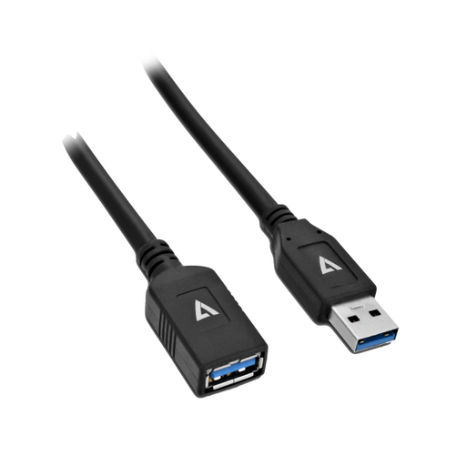 V7 USB A Female to USB A Male USB 3.2 Gen1 Extension Cable 5 Gbps 2m/6.6ft Black - V7U3.0EXT-2M-BLK-1E