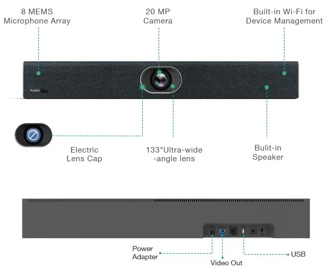 Yealink UVC40 All-in-One USB Video Bar Video Conferencing System Yealink