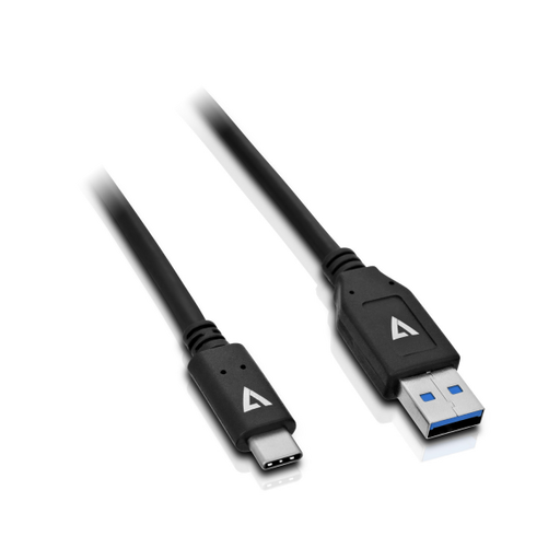 V7 USB A Male to USB-C Male Cable USB 3.2 Gen2 10 Gbps 3A 1m/3.3ft Black - V7U3.1AC-1M-BLK-1E