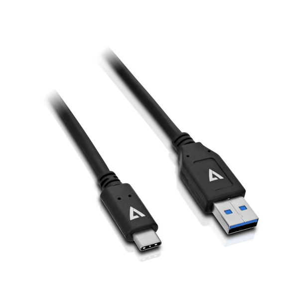 V7 USB A Male to USB-C Male Cable USB 3.2 Gen2 10 Gbps 3A 1m/3.3ft Black - V7U3.1AC-1M-BLK-1E