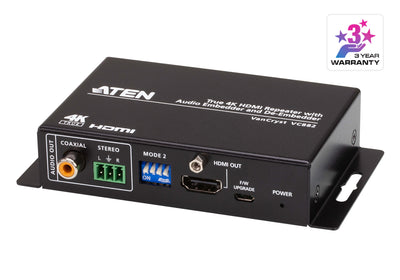 Aten True 4K HDMI Repeater with Audio Embedder and De-Embedder | VC882-AT-E Aten Extender Aten