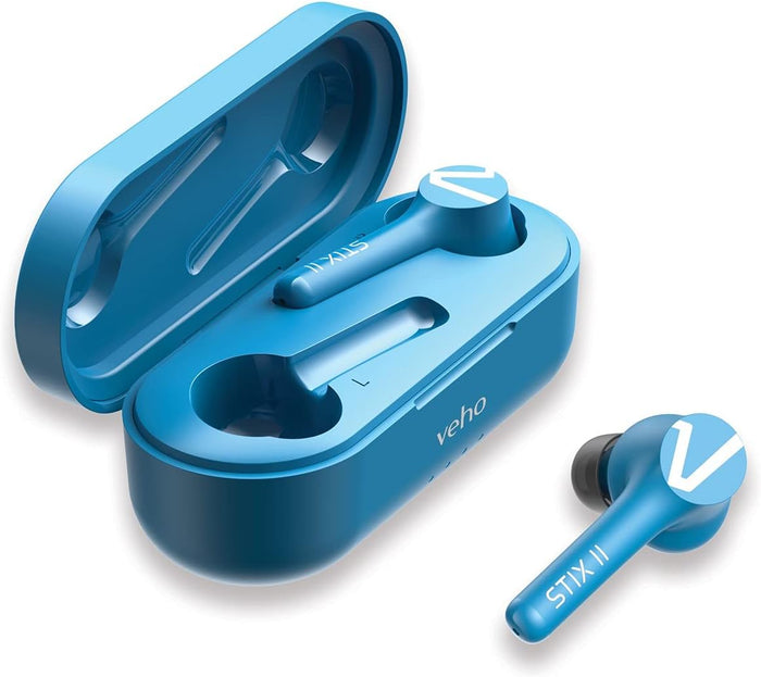 Veho STIX II True Wireless Earphones – Aqua Blue | VEP-211-STIX2-A Headset Veho