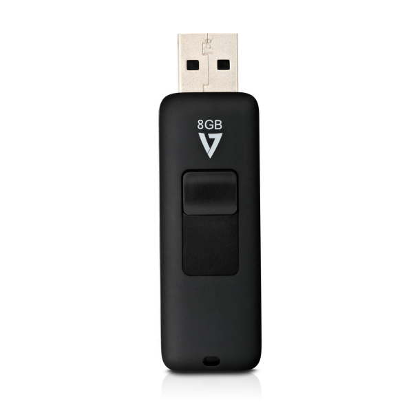 V7 8GB USB 2.0 Flash Drive with Slide-In Connector - VF28GAR-3E