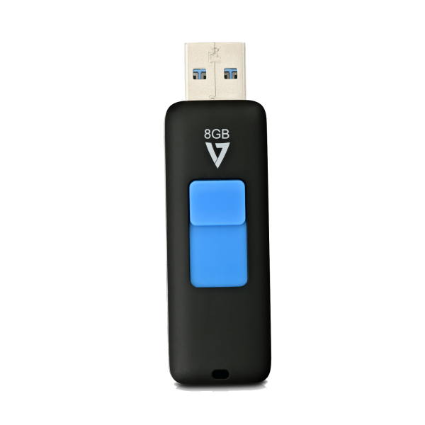 V7 8GB USB 3.0 Flash Drive With Slide-In Connector | VF38GAR-3E