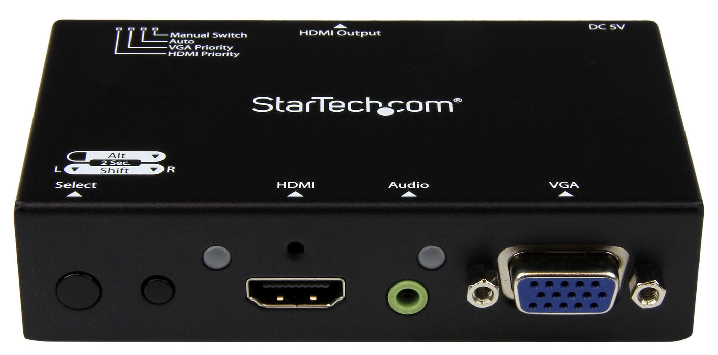 StarTech VS221VGA2HD 2x1 HDMI + VGA to HDMI Converter Switch w/ Automatic and Priority Switching