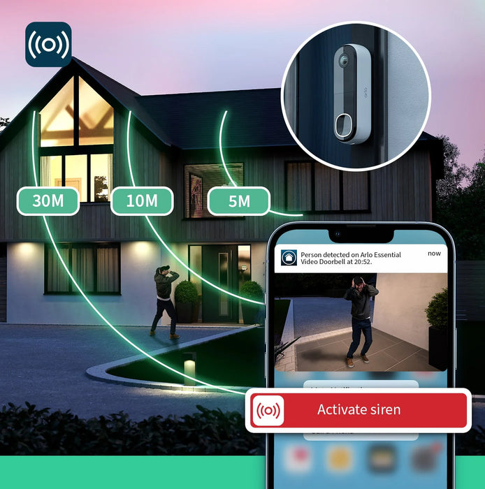 Arlo 2K Wireless Video Doorbell with Chime | AVDK4001-100PES Doorbell Kits Arlo