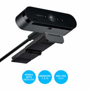Logitech Brio 4K Webcam With HDR and Noise-Canceling Microphones Meeting Room Equipment Logitech