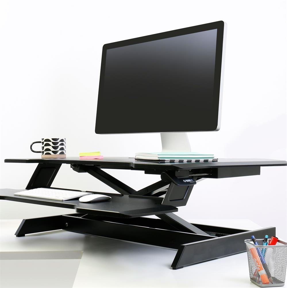 Ergotron 33-468-921 WorkFit Corner Standing Desk Converter | Sit-Stand Desk Workstation Monitor Arm Desk Mount Ergotron