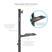 StarTech WKSTNCART Mobile Workstation Cart with Monitor Mount | CPU/PC Holder Mobile Trolley Startech