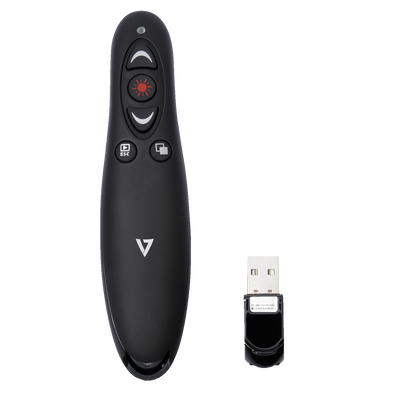 V7 Professional Wireless Red Laser Presenter, Black | WP1000-24G-19EB V7 Wireless Presenter V7