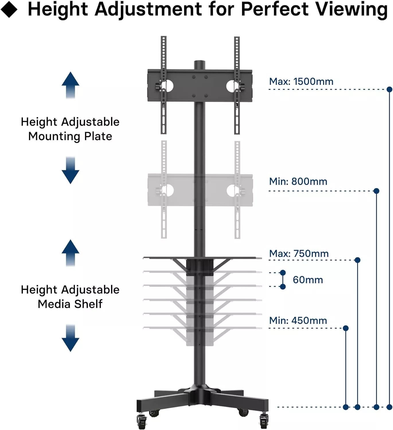 Moove 23" - 60" Mobile TV Stand on Wheels | TC-001B Mobile Trolley Moove AVMounts
