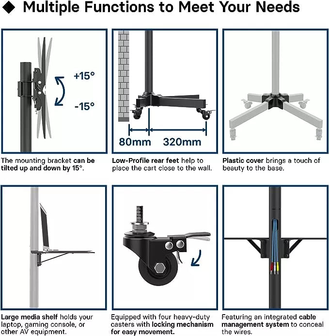Moove 23" - 60" Mobile TV Stand on Wheels | TC-001B Mobile Trolley Moove AVMounts