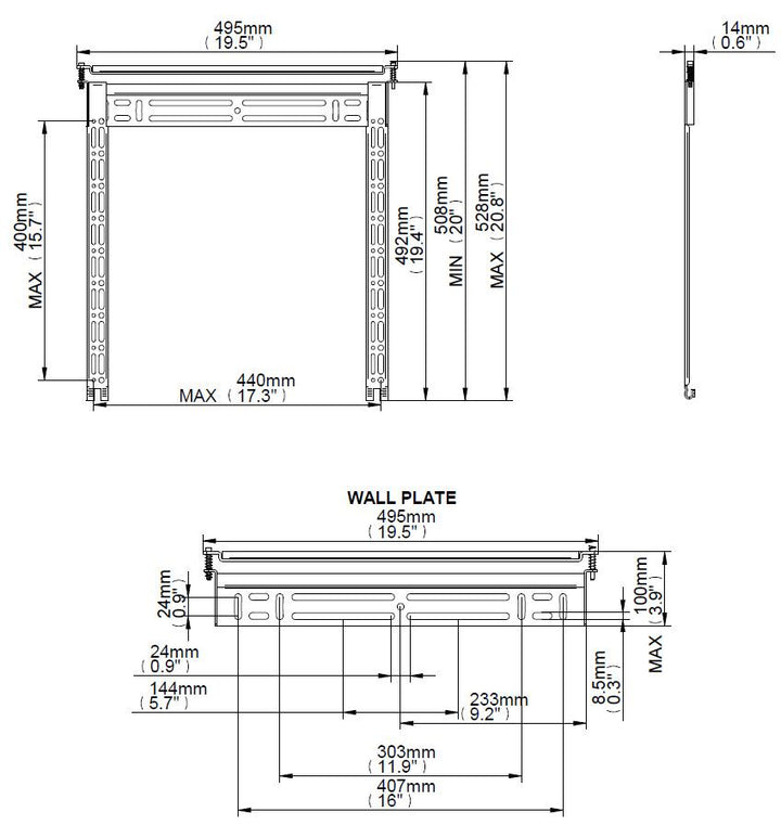 B-Tech BT8210-PRO/B Up To 55" Screen Ultra-Slim Universal Flat Screen Wall Mount Wall Mount Bracket B-Tech