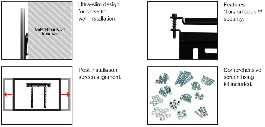 B-Tech BT8210-PRO/B Up To 55" Screen Ultra-Slim Universal Flat Screen Wall Mount Wall Mount Bracket B-Tech