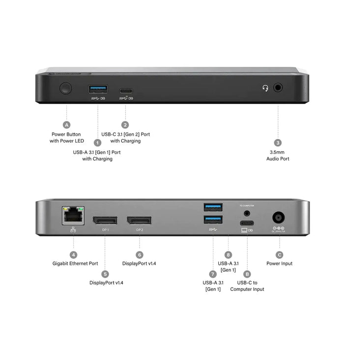 Alogic DUPRDX2-100 DX2 Dual 4K Display Universal Docking Station - with 100W Power Delivery