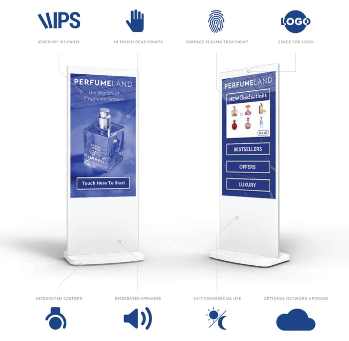 55" Freestanding Digital PCAP Touch Screen Posters Freestanding Digital Signage Display ScreenMoove