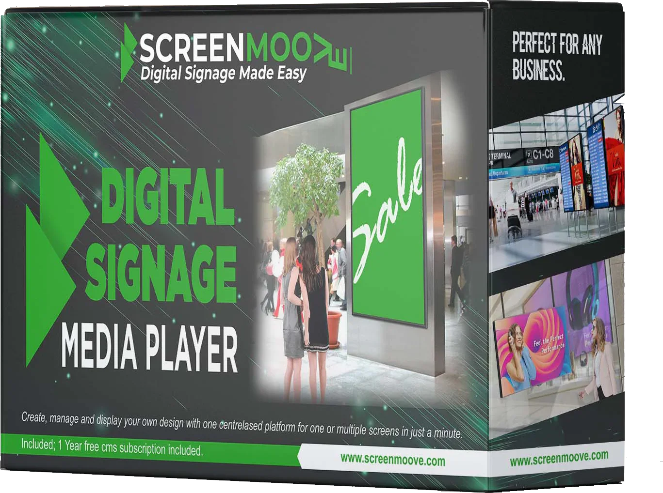 Digital Signage Player Digital Signage Player Screen Moove Services 1 Year CMS Subscription - Support & Update I don`t want design services