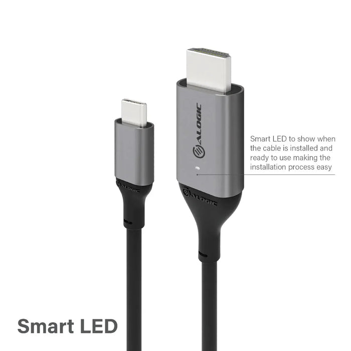 Alogic ULCHD02-SGR USB-C (Male) to HDMI (Male) Cable - Ultra Series - 4K 60Hz -Space Grey