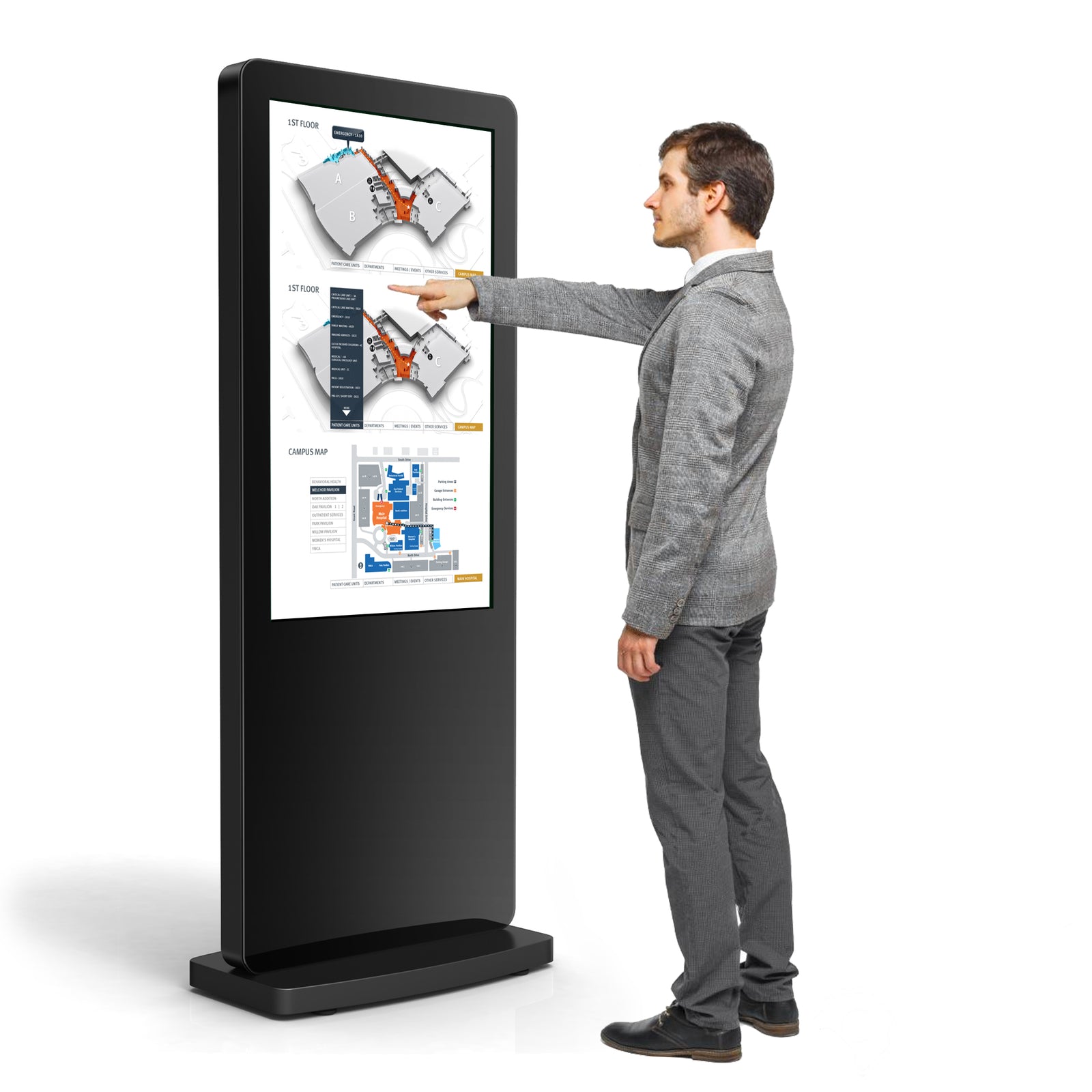 Interactive Freestanding Digital Multi-Touch Display Freestanding Digital Signage Display ScreenMoove Black 1 Year CMS (Free)